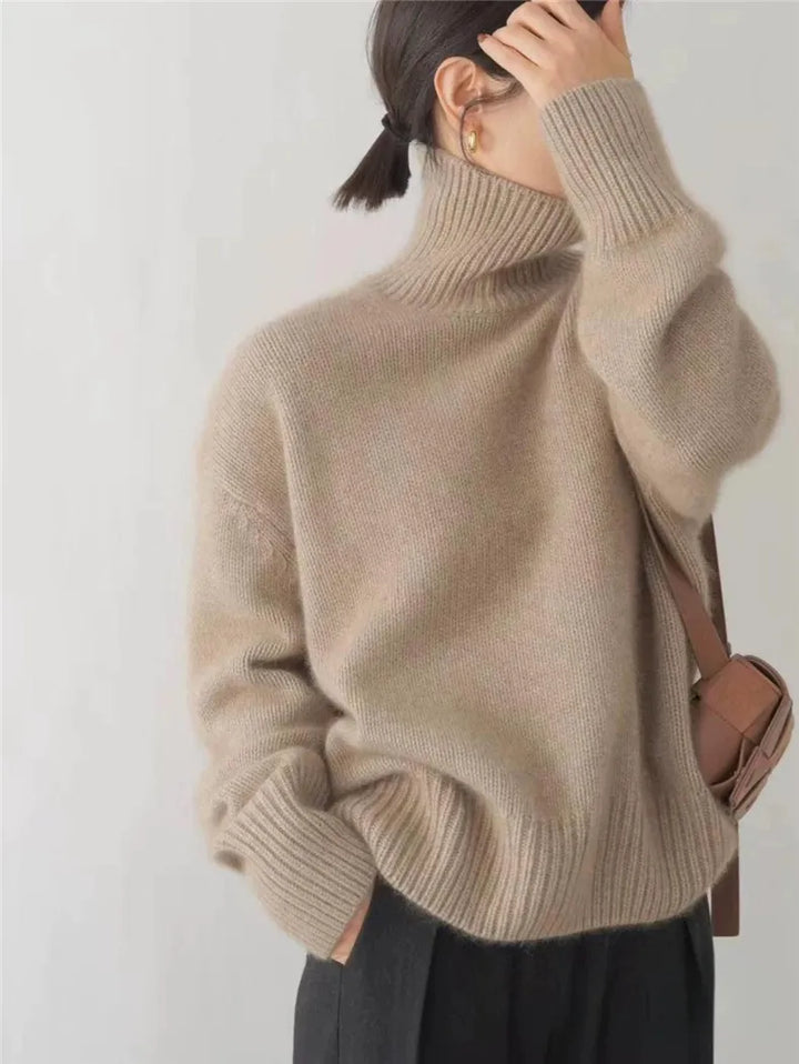 Gloria | Sophisticated Turtleneck Knit Sweater with Ribbed Trim