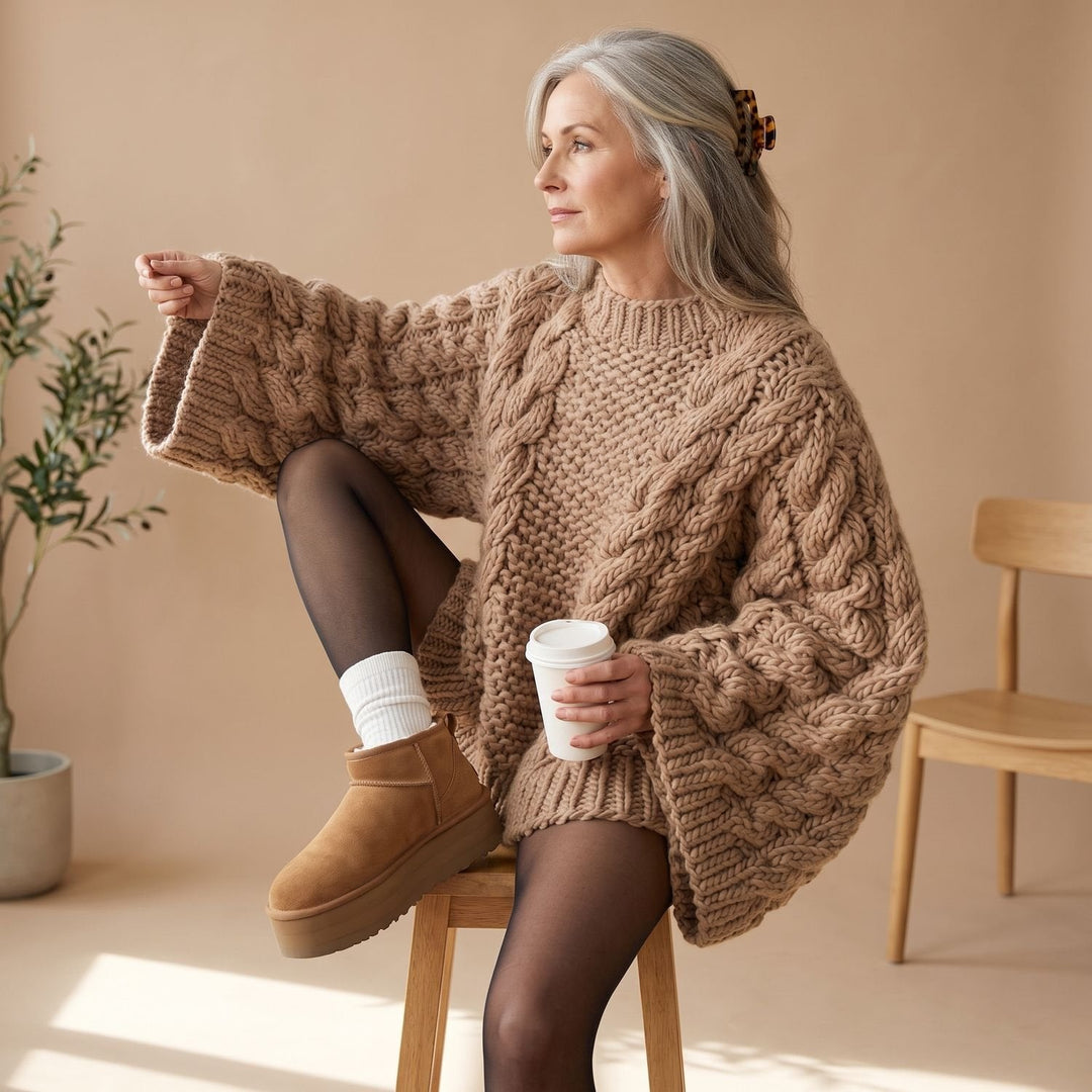 Gloria | Stylish Oversized Womens Chunky Cable Knit Pullover Sweater