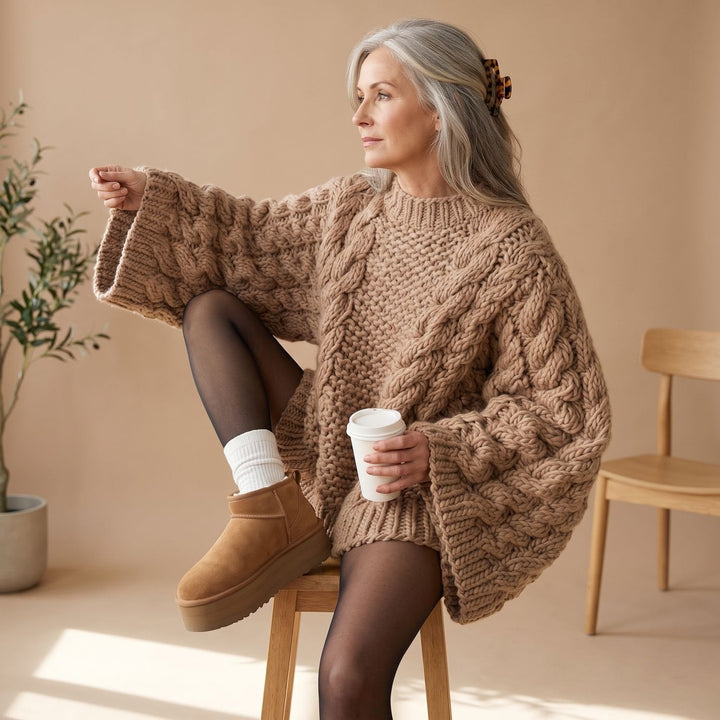 Gloria | Stylish Oversized Womens Chunky Cable Knit Pullover Sweater