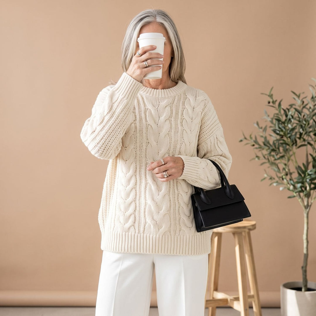 Gloria | Stylish Oversized Womens Chunky Cable Knit Pullover Sweater
