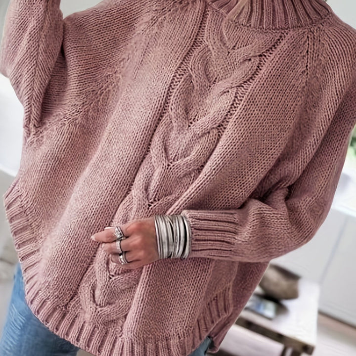Gloria | Timeless Cable Knit Turtleneck Sweater with Flared Hem