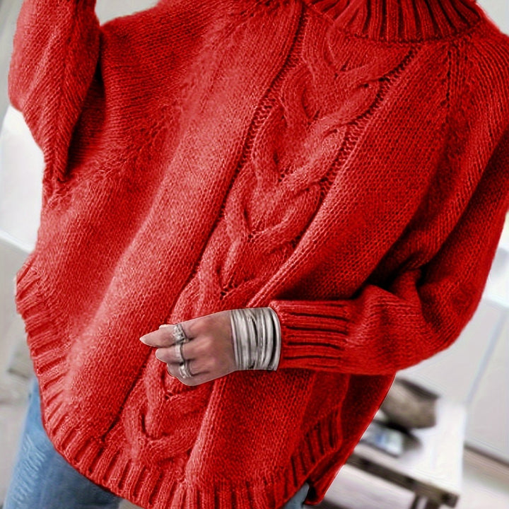Gloria | Timeless Cable Knit Turtleneck Sweater with Flared Hem