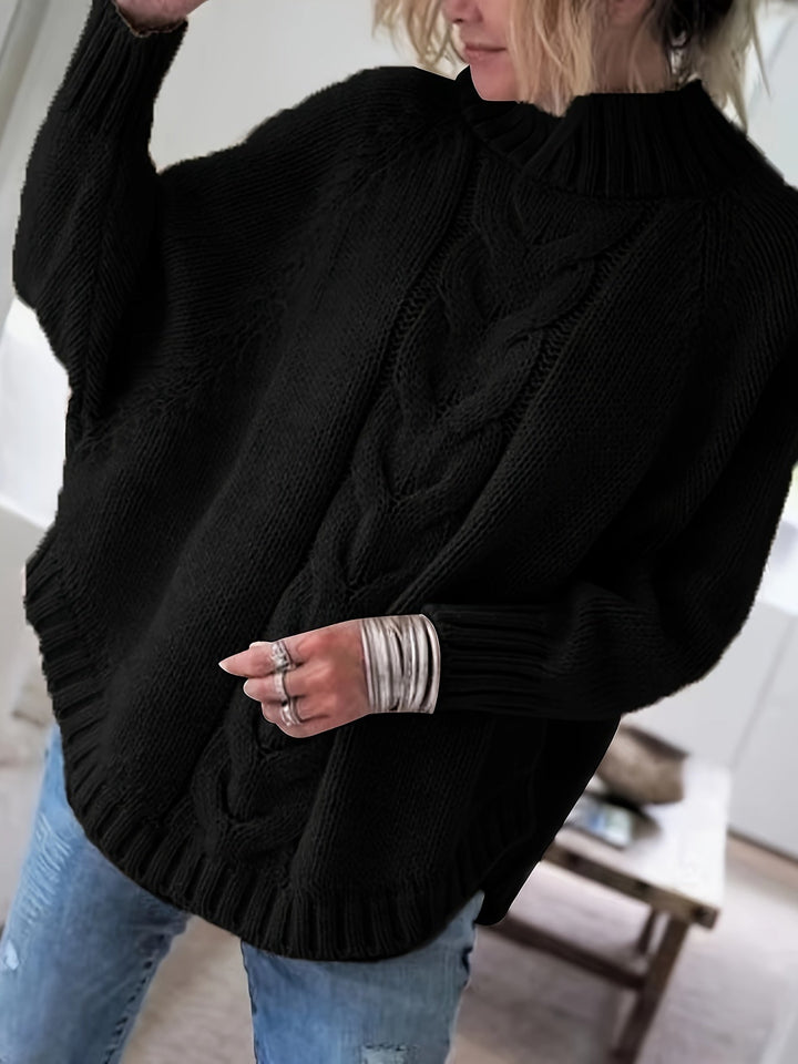Gloria | Timeless Cable Knit Turtleneck Sweater with Flared Hem