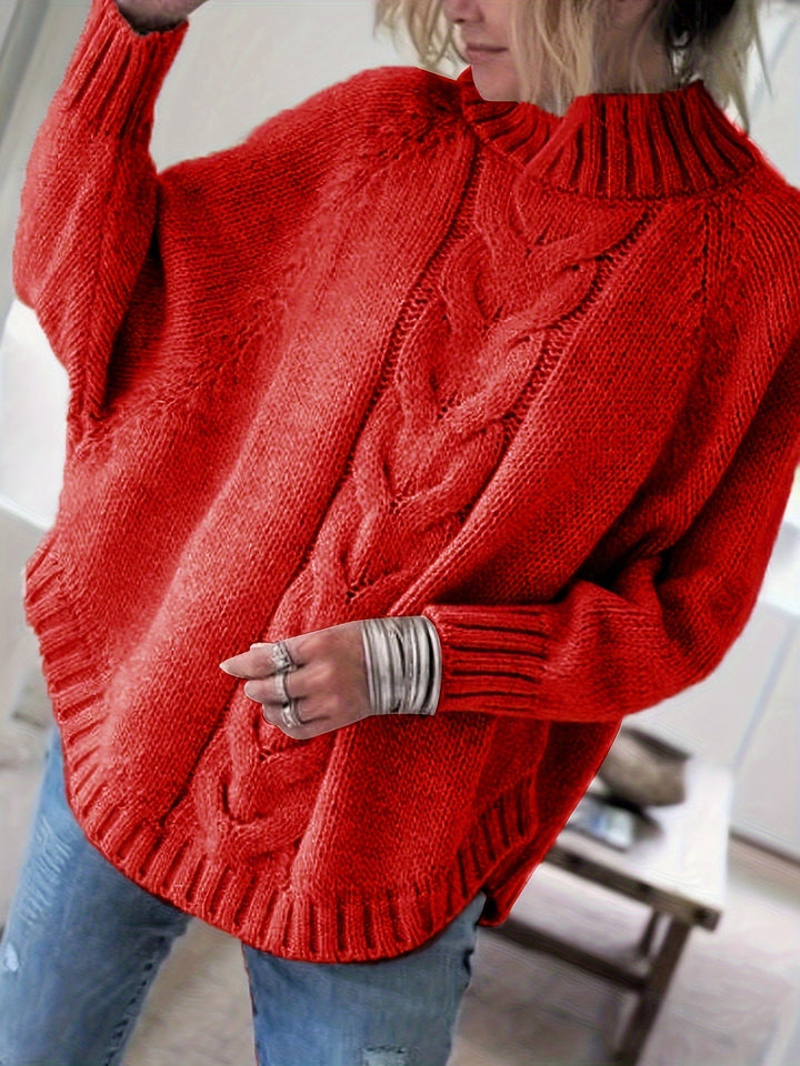 Gloria | Timeless Cable Knit Turtleneck Sweater with Flared Hem