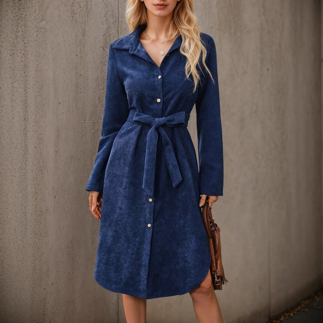 Grace | Chic Ribbed Collared Fall Wedding Guest Midi Dress