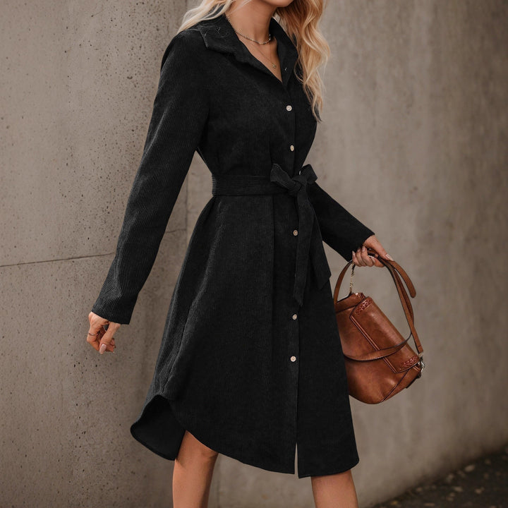Grace | Chic Ribbed Collared Fall Wedding Guest Midi Dress