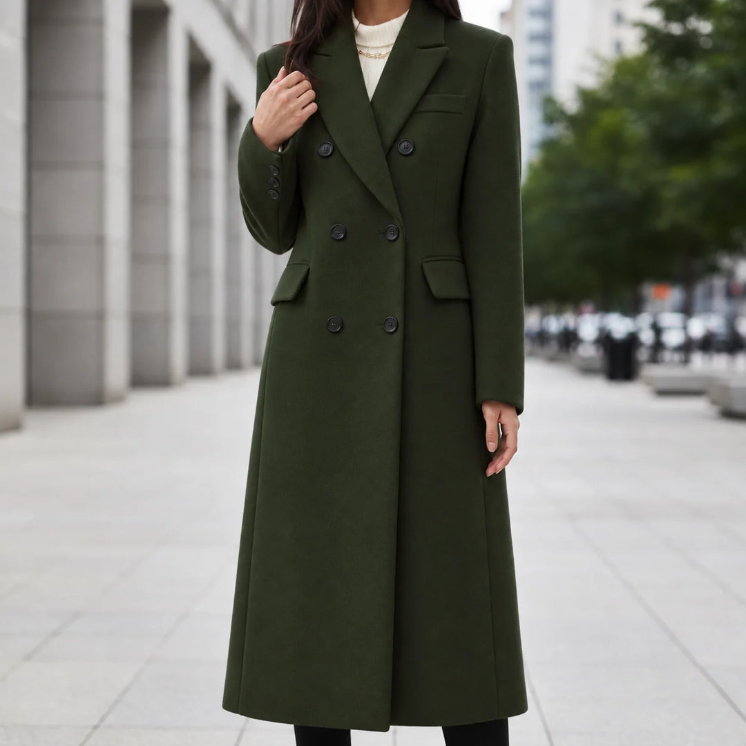 Patricia | Effortless Double-Breasted Wool Pea Coat with Notched Lapels