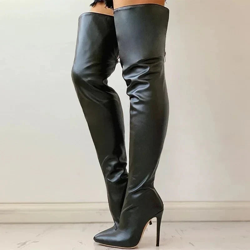 Hannah | Effortless Pointed Toe Thigh High Stiletto Boots