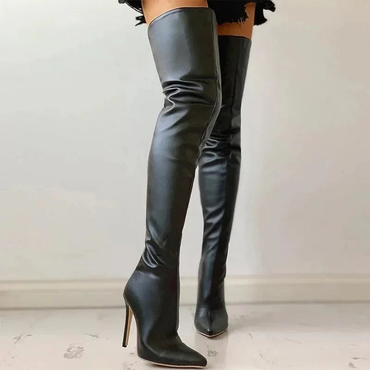 Hannah | Effortless Pointed Toe Thigh High Stiletto Boots