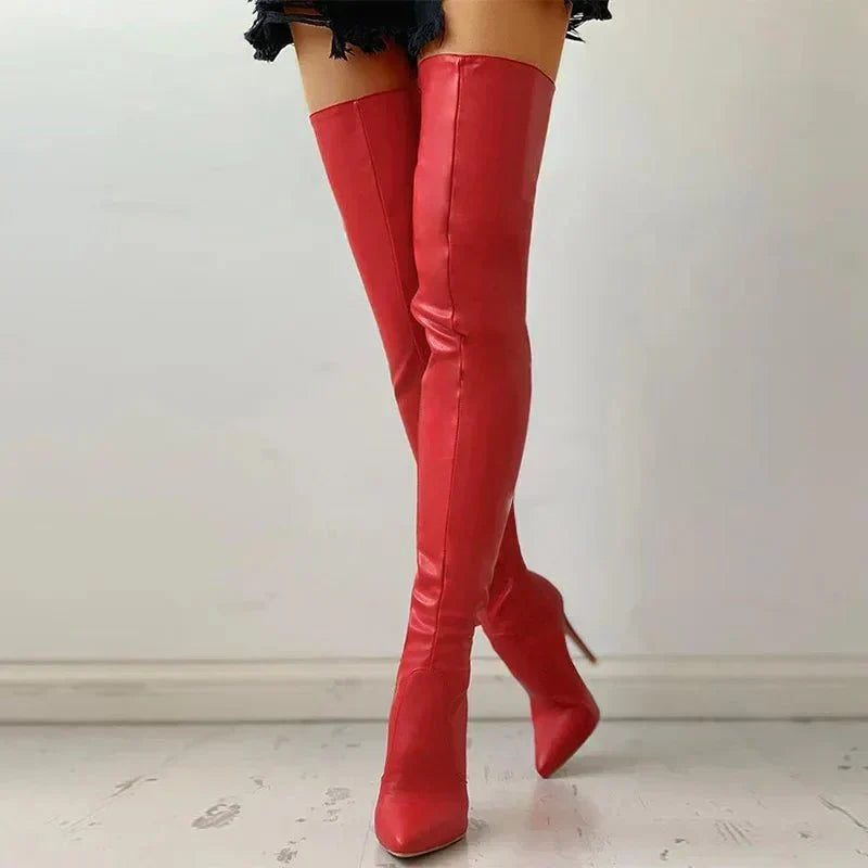 Hannah | Effortless Pointed Toe Thigh High Stiletto Boots
