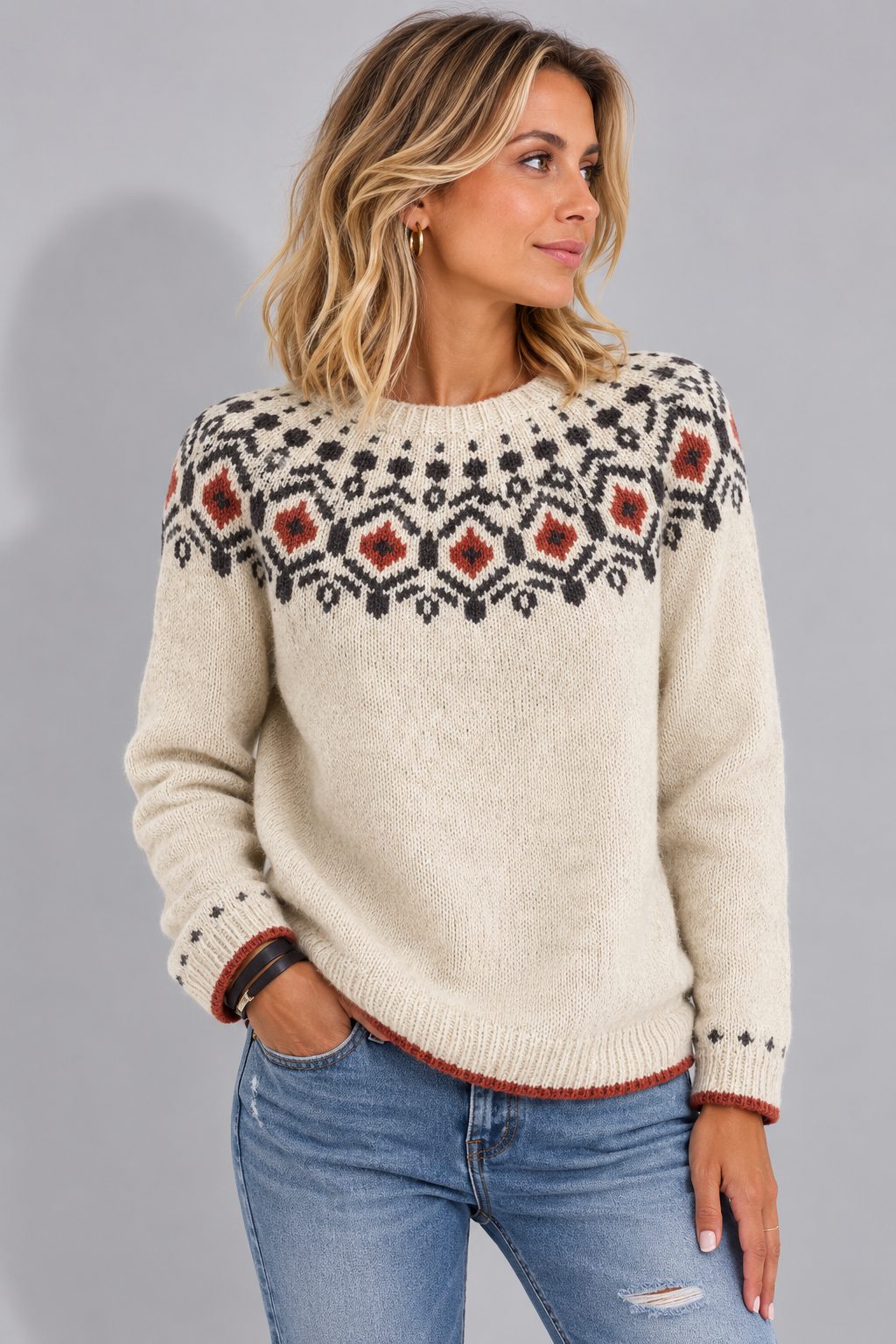 Hannah | Elegant Fair Isle Christmas Sweater Women