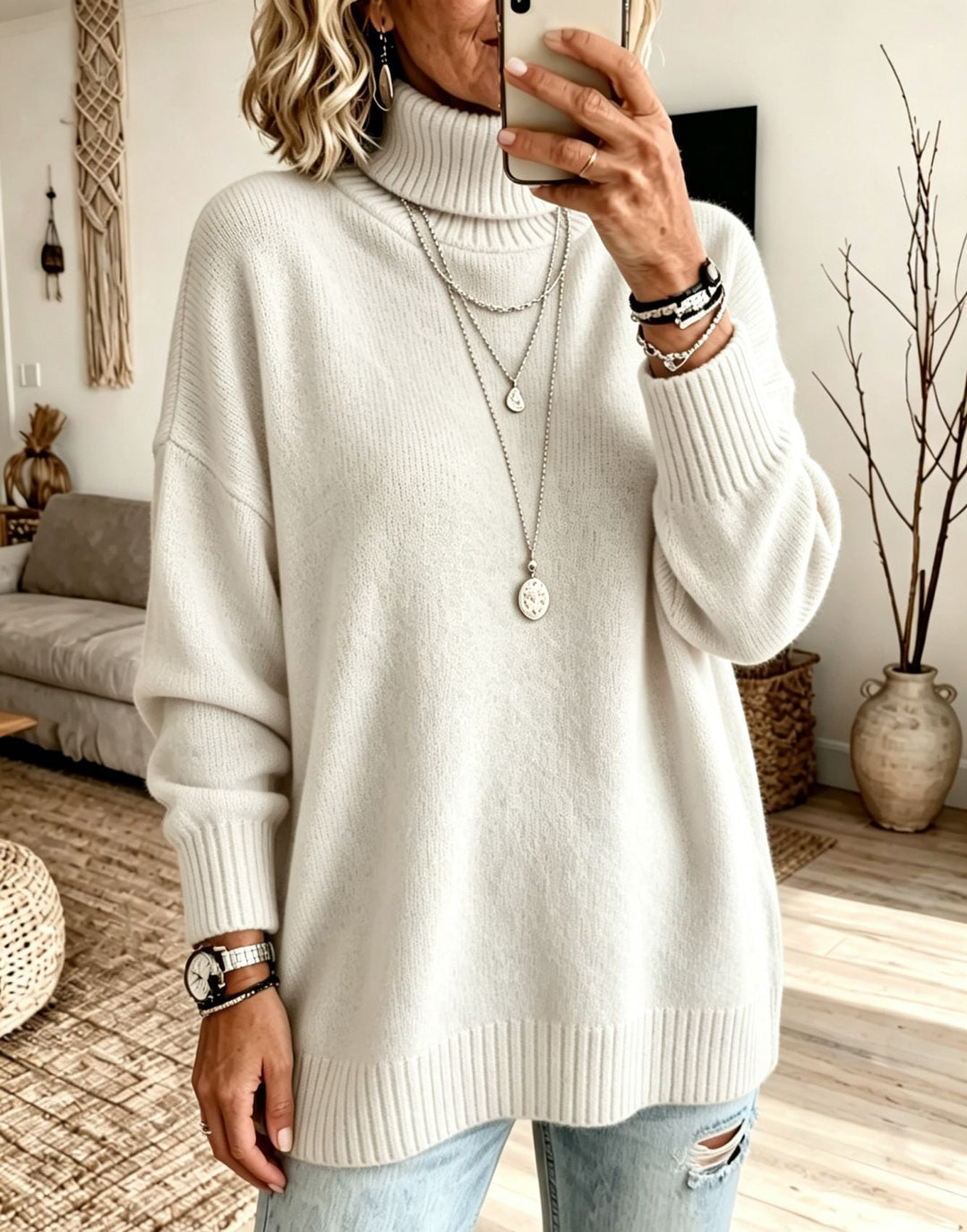 Hannah | Relaxed Oversized Ribbed Turtleneck Sweater