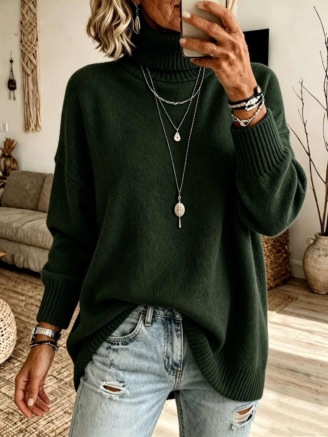 Hannah | Relaxed Oversized Ribbed Turtleneck Sweater