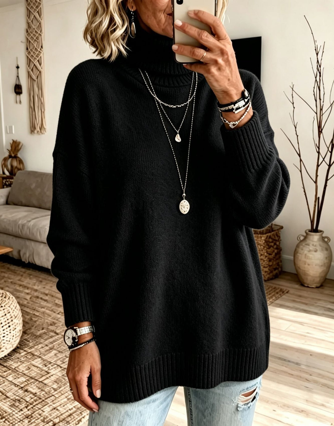 Hannah | Relaxed Oversized Ribbed Turtleneck Sweater