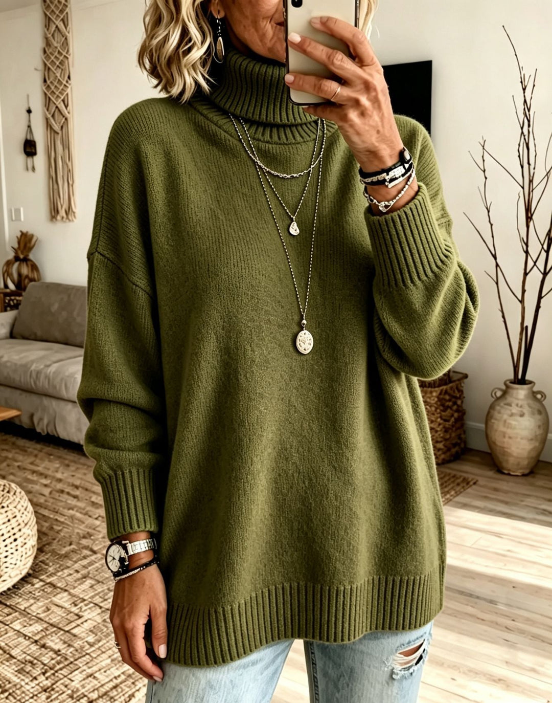 Hannah | Relaxed Oversized Ribbed Turtleneck Sweater
