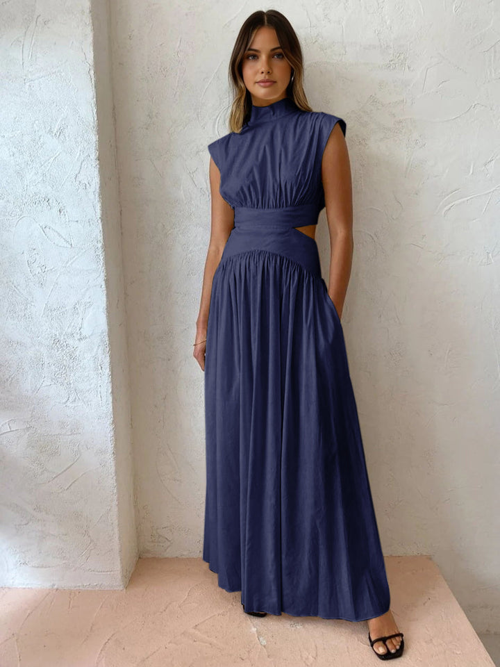Heather | Elegant Cut Out Ruched Satin Fall Wedding Guest Dress