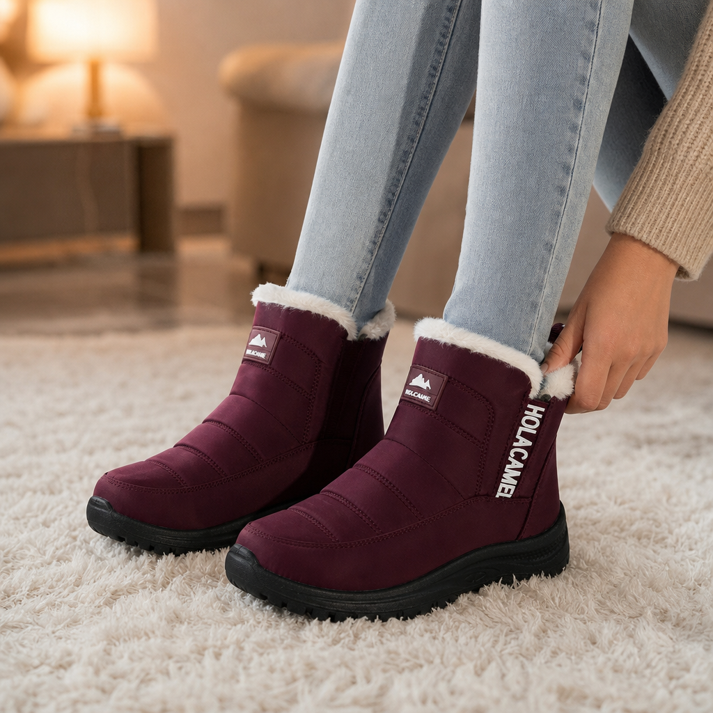 Heather | Plush-Lined Pull-On Ankle Snow Boots