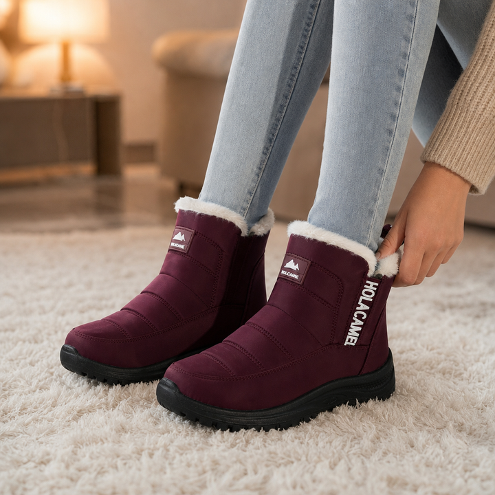 Heather | Plush-Lined Pull-On Ankle Snow Boots