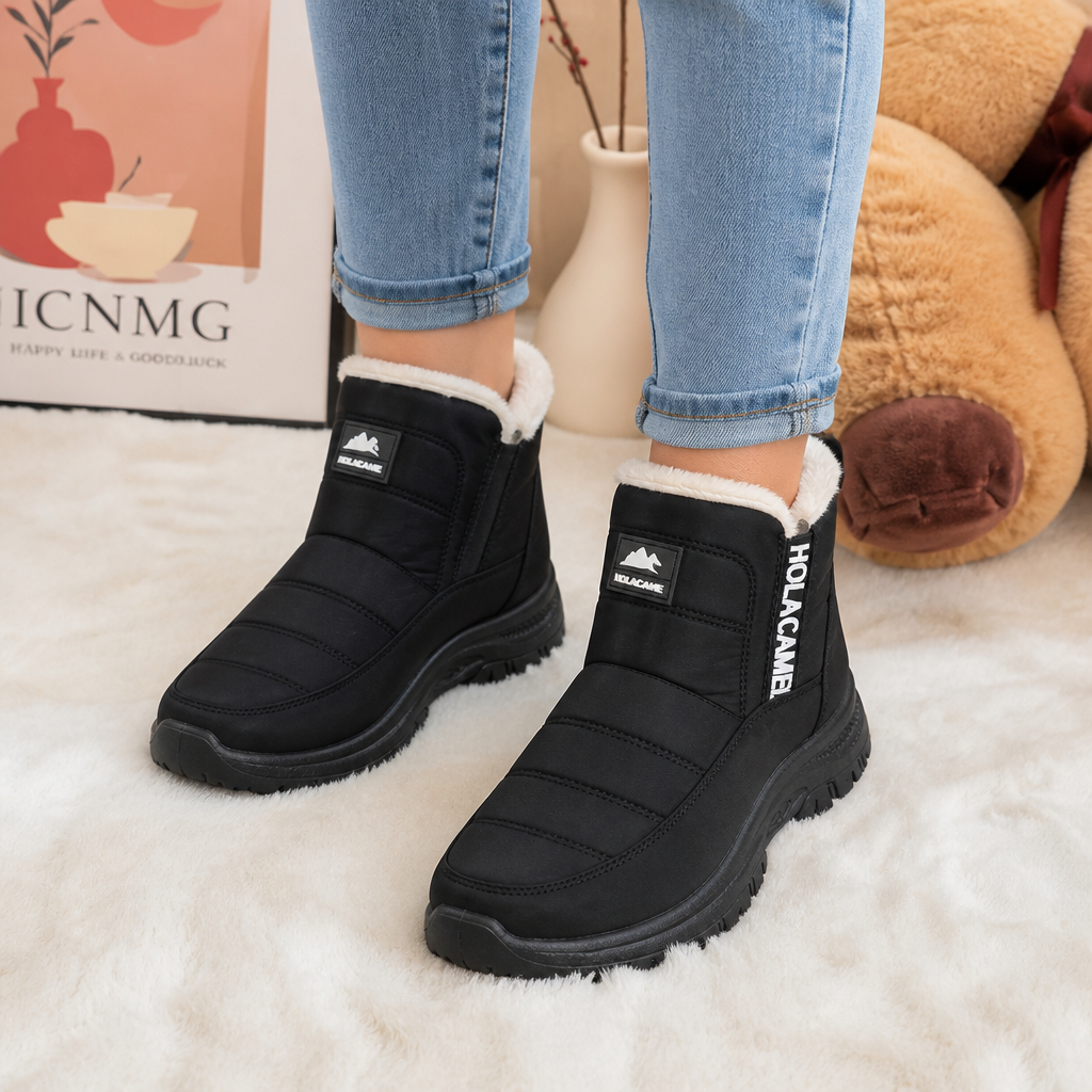 Heather | Plush-Lined Pull-On Ankle Snow Boots