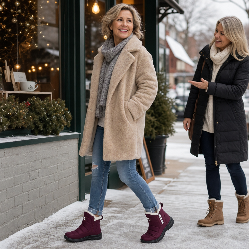 Heather | Plush-Lined Pull-On Ankle Snow Boots