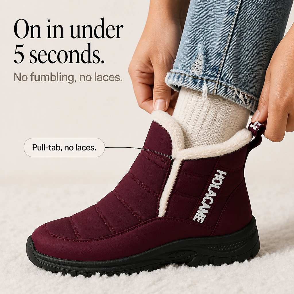 Heather | Plush-Lined Pull-On Ankle Snow Boots