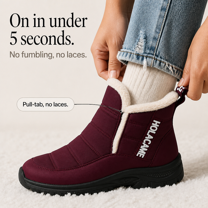 Heather | Plush-Lined Pull-On Ankle Snow Boots