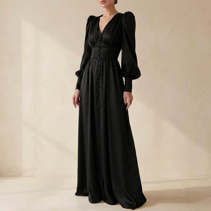 Heather | Polished Button-Front Fall Wedding Guest Midi Dress