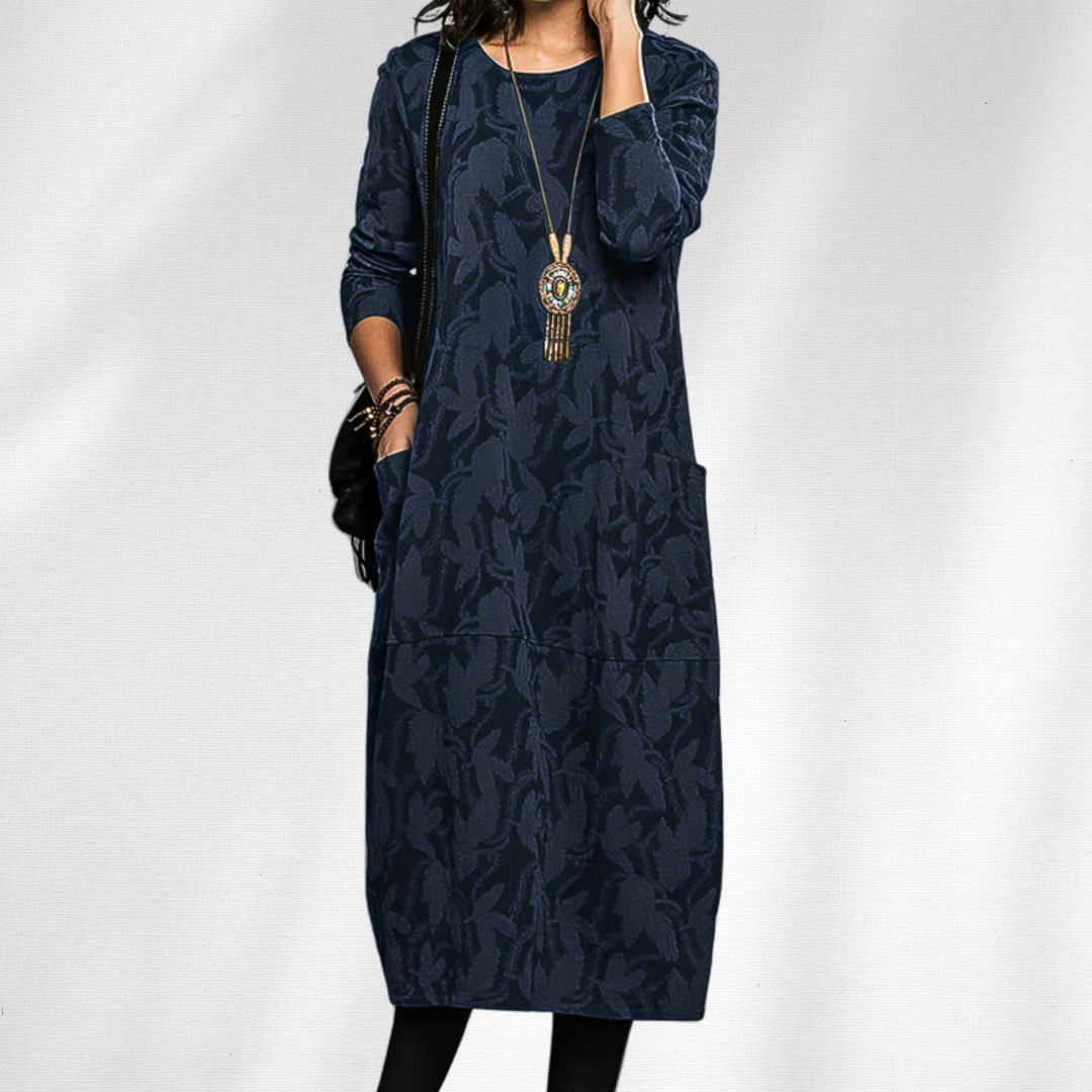 Heather | Stylish Floral Long Sleeve Fall Wedding Guest Dress