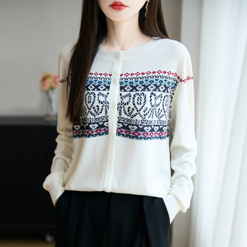 Helen | Stylish Button Front Fair Isle Cardigan Womens
