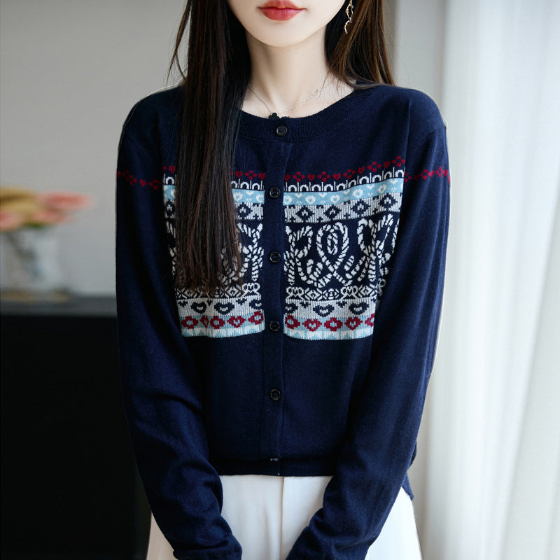 Helen | Stylish Button Front Fair Isle Cardigan Womens