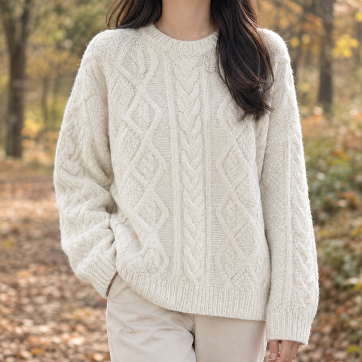 Helen | Womens Chunky Cable Knit Pullover Sweater