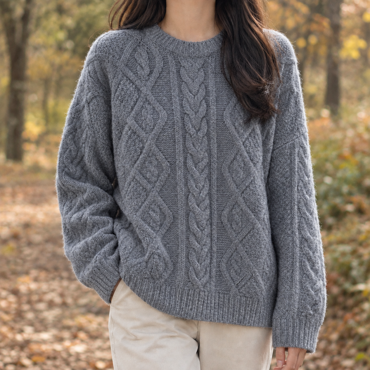Helen | Womens Chunky Cable Knit Pullover Sweater
