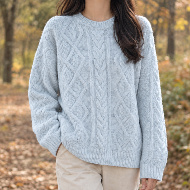 Helen | Womens Chunky Cable Knit Pullover Sweater