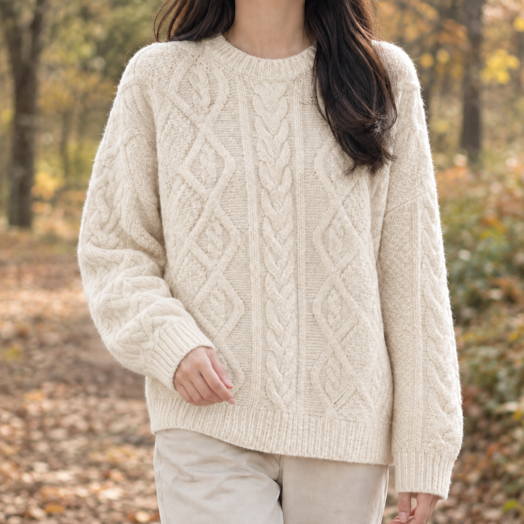 Helen | Womens Chunky Cable Knit Pullover Sweater