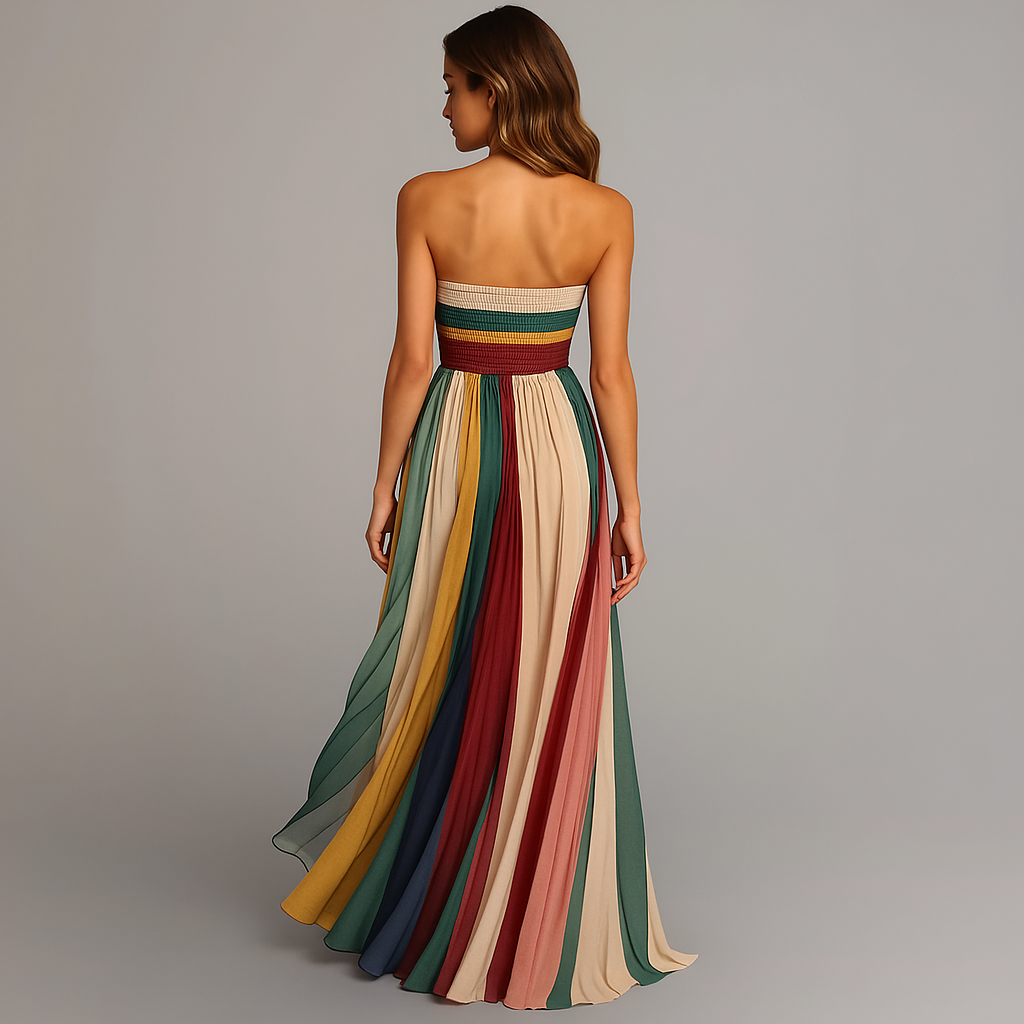 Olivia | Pleated Strapless Fall Wedding Guest Maxi Dress