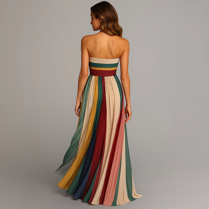 Olivia | Pleated Strapless Fall Wedding Guest Maxi Dress