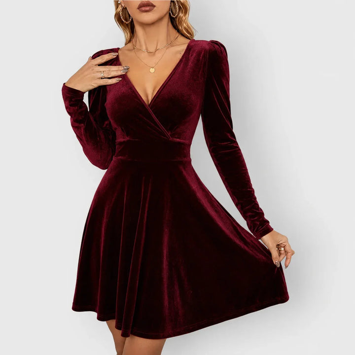 Isabella | Cozy Velvet Fall Wedding Guest Skater Dress