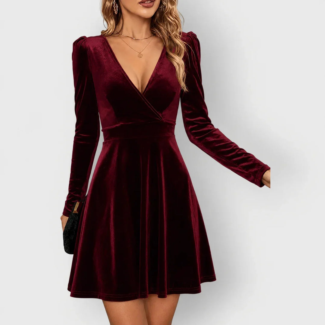 Isabella | Cozy Velvet Fall Wedding Guest Skater Dress