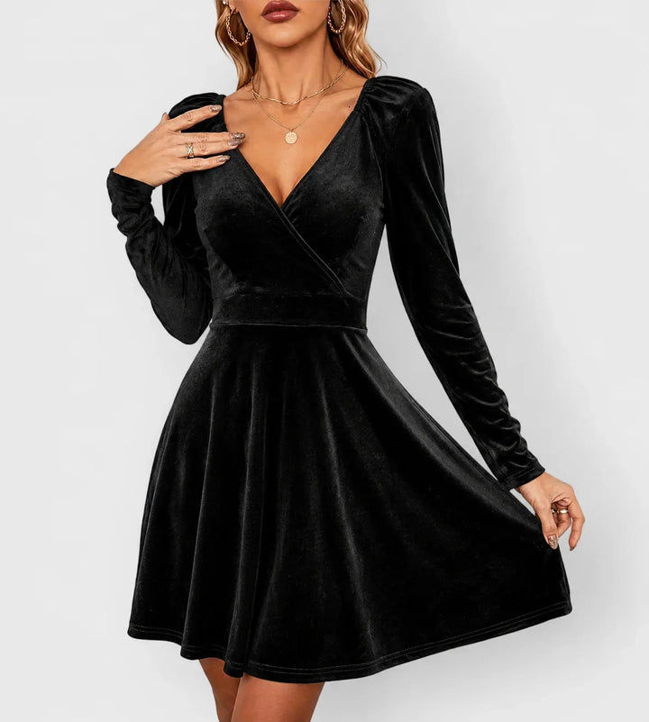 Isabella | Cozy Velvet Fall Wedding Guest Skater Dress