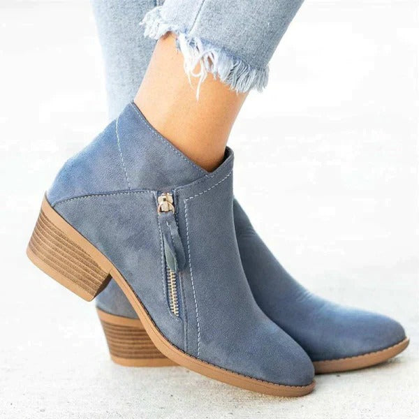 Isabella | Stylish Side Zip Block Heel Ankle Boots