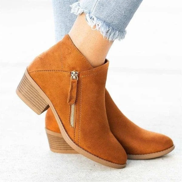 Isabella | Stylish Side Zip Block Heel Ankle Boots