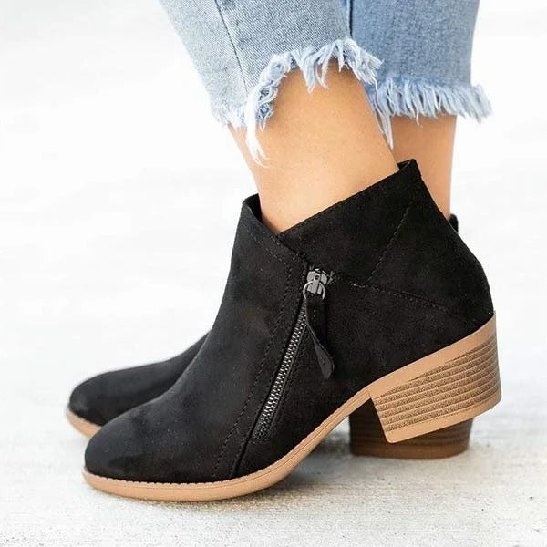 Isabella | Stylish Side Zip Block Heel Ankle Boots