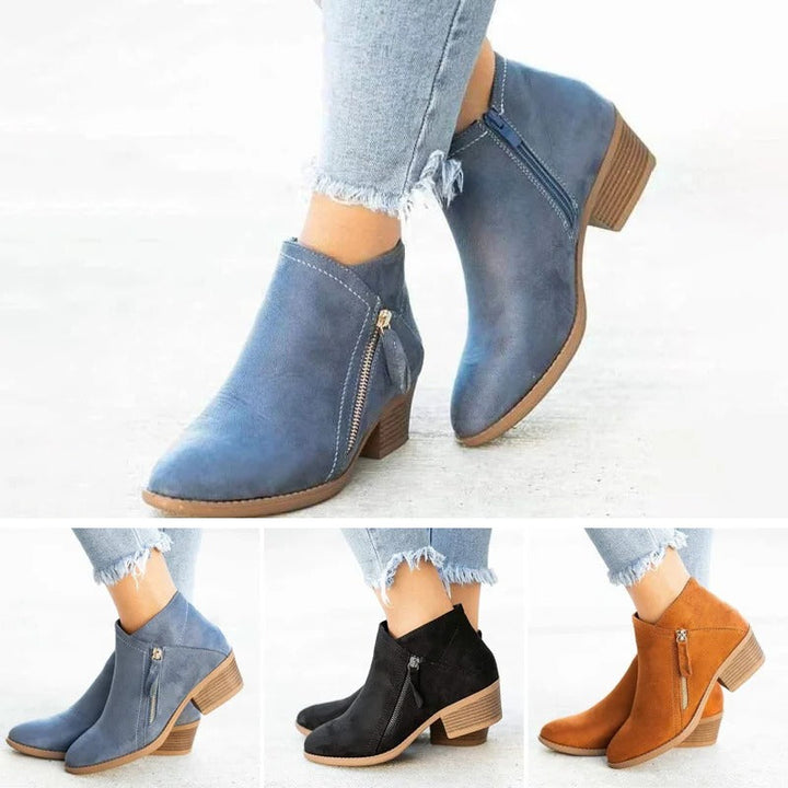 Isabella | Stylish Side Zip Block Heel Ankle Boots