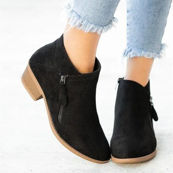 Isabella | Stylish Side Zip Block Heel Ankle Boots