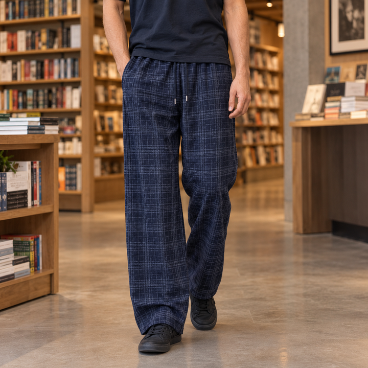Jack | Wide Leg Drawstring Plaid Pants
