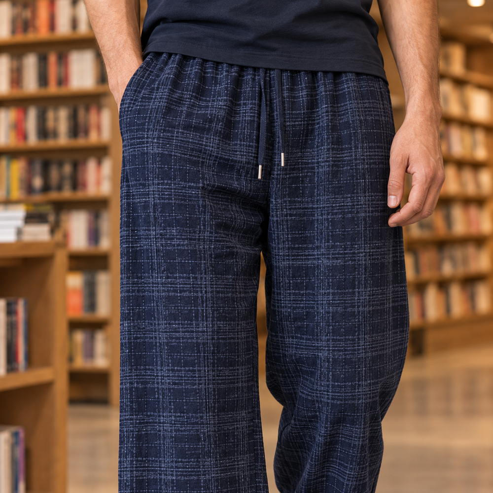 Jack | Wide Leg Drawstring Plaid Pants