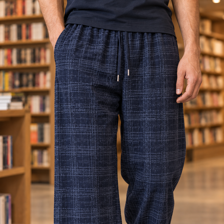 Jack | Wide Leg Drawstring Plaid Pants