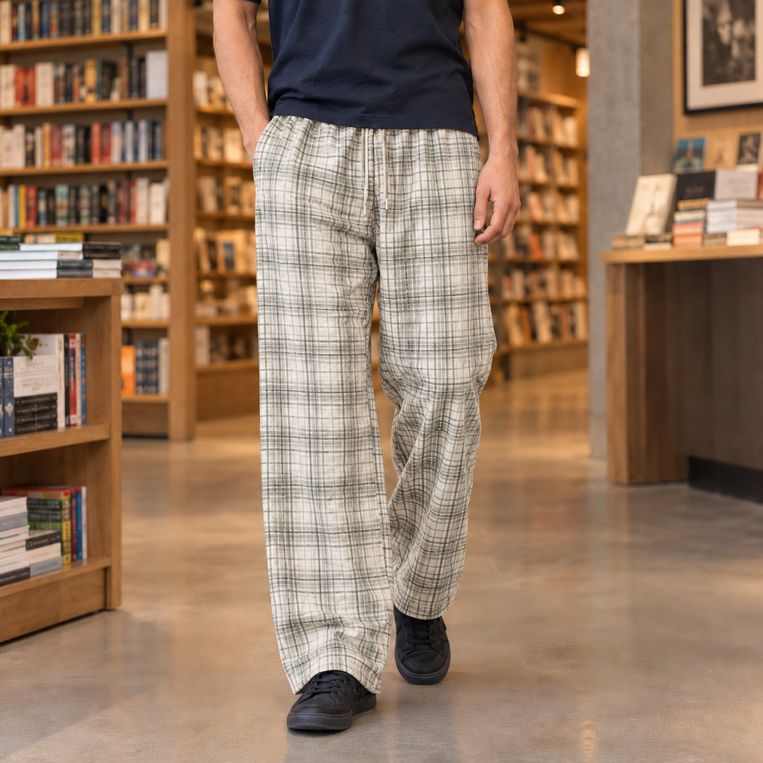 Jack | Wide Leg Drawstring Plaid Pants