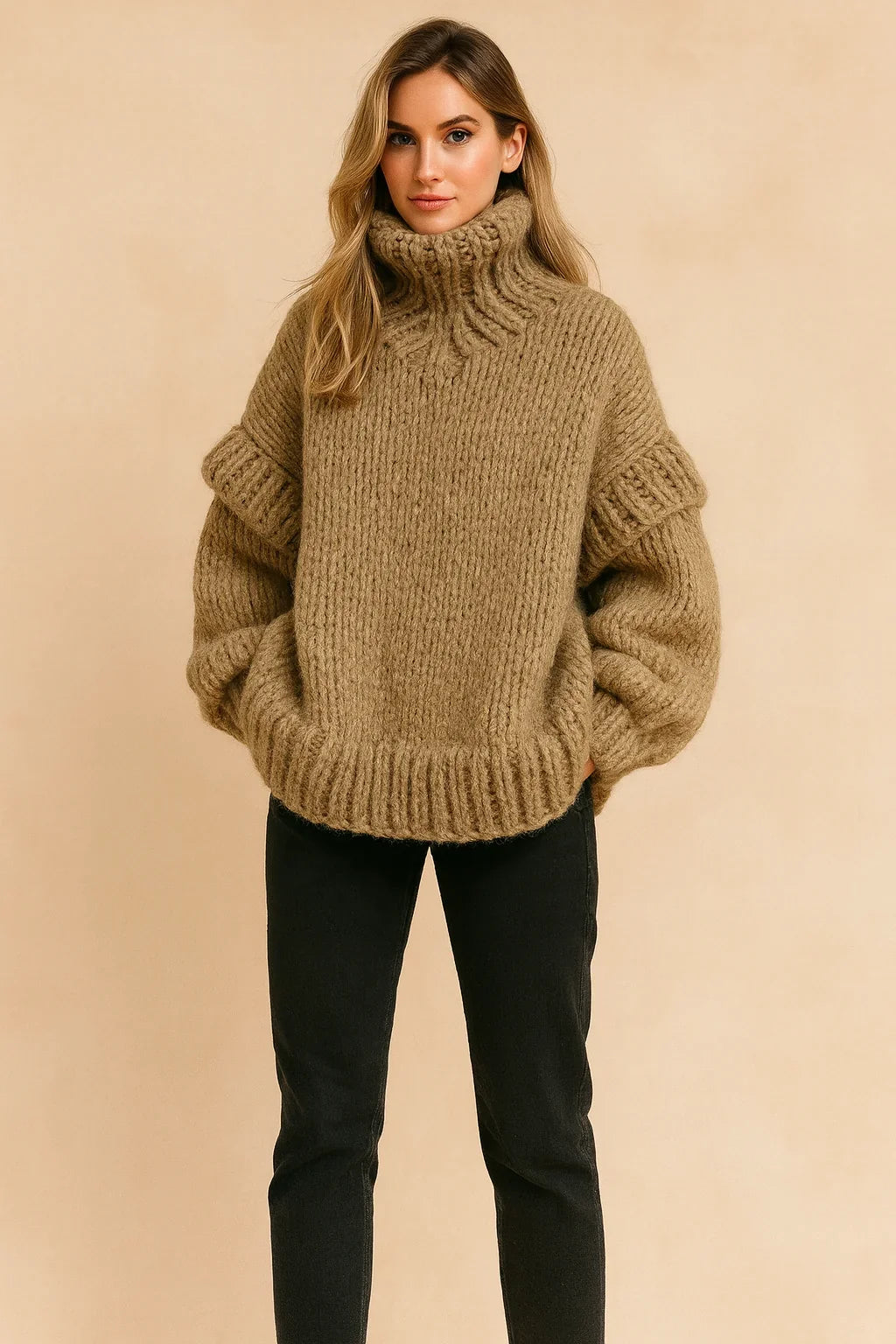 Jacqueline | Graceful Oversized Sweater with Chunky Knit Turtleneck