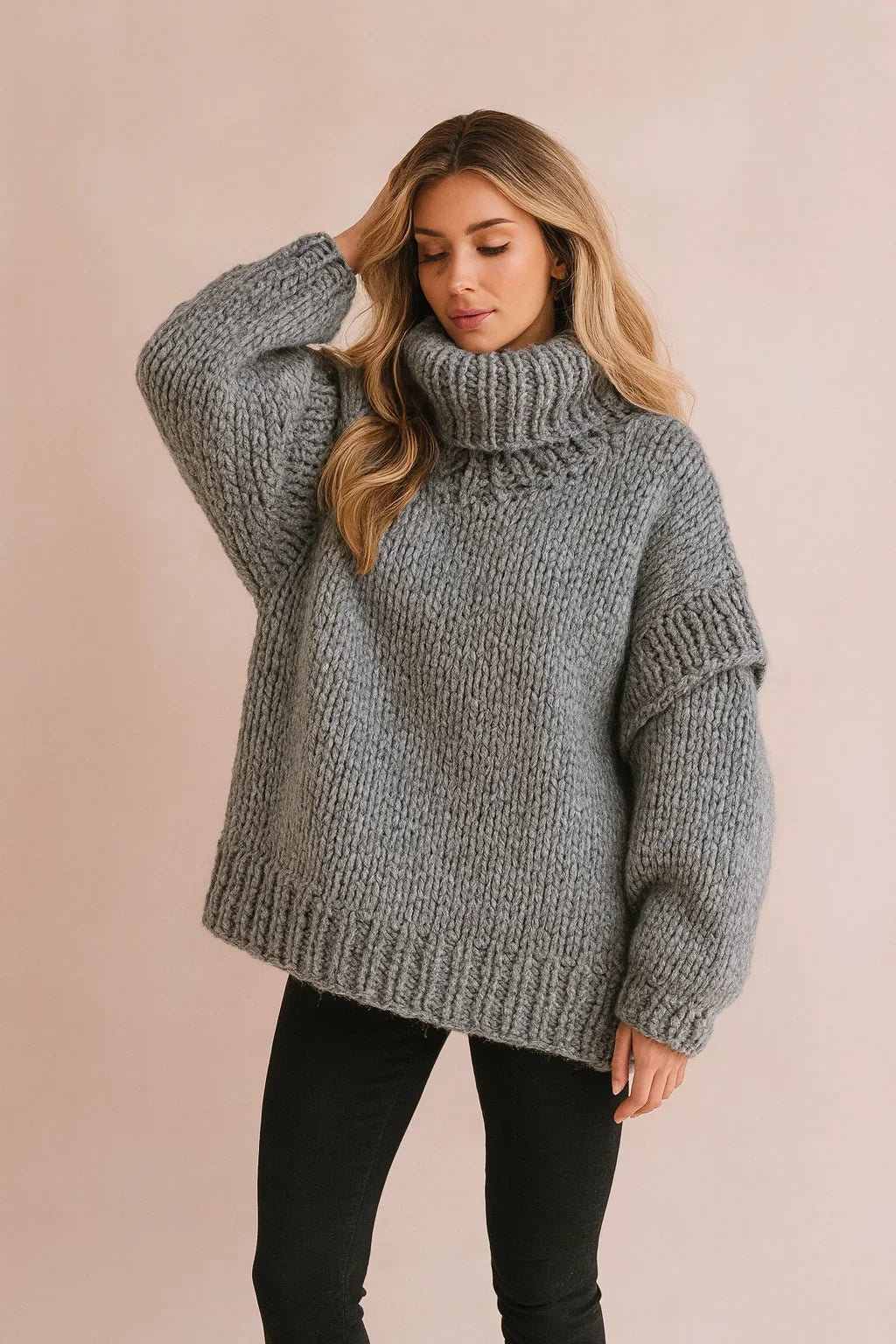 Jacqueline | Graceful Oversized Sweater with Chunky Knit Turtleneck